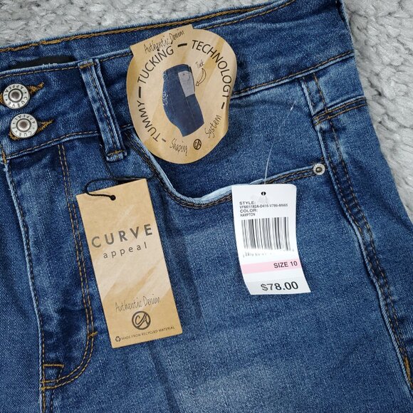 CROPPED Curve Appeal High Rise Wide Leg Stretch Blue Jeans Size 10 30 - Picture 6 of 8